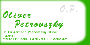 oliver petrovszky business card
